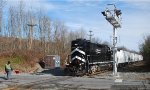 The conductor flags that Blau Road grade crossing